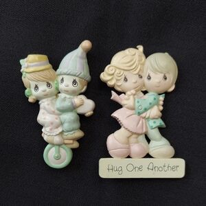* Enesco Vintage Precious Moments Jewelry Pins, Set Of 2 Pastel Colors, Like New
